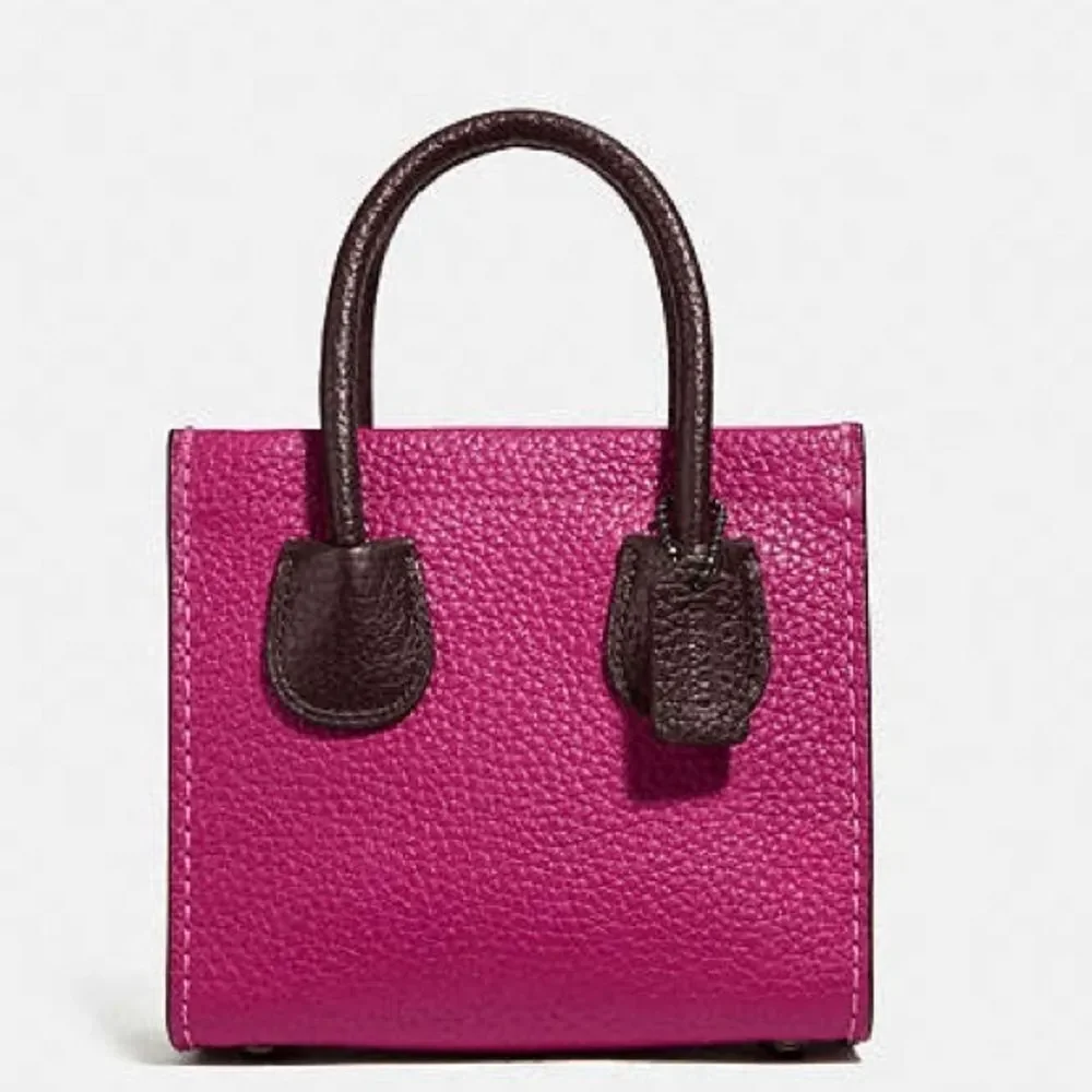 NWT COACH Cashin Carry Tote 14 Colorblock Cerise Pink Blue Green Leather Bag 746
